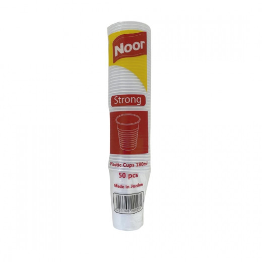 Noor Plastic Cups, 180ml, Strong, 50 Piecs