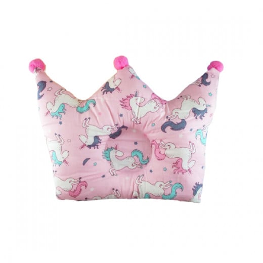 Baby Pillow for Infants, Dark Pink Color, Unicorn Design
