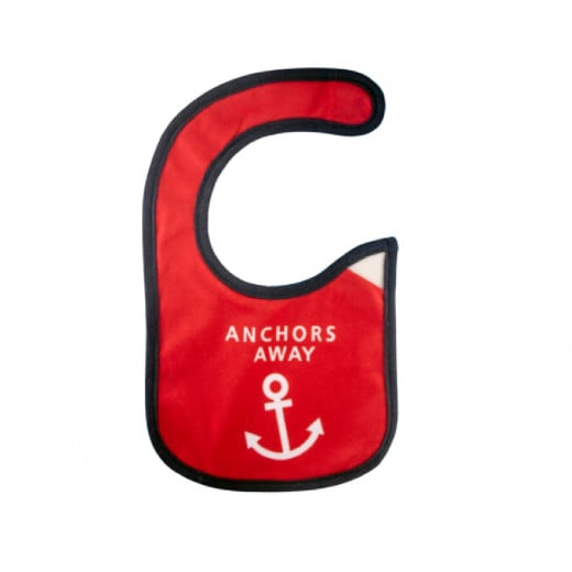 Baby Bib Anchor Away Design, Red Color
