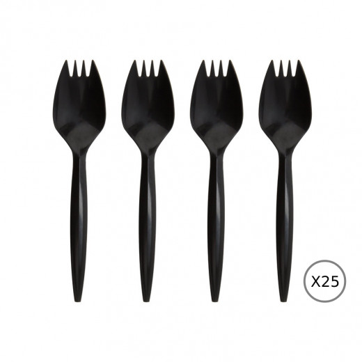 Alshawash Disposable Spoons, Black Color, 25 Pcs