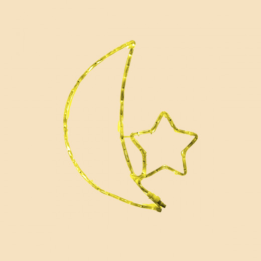 زينة النجمة و الهلال مضاءة باللون الأصفر, 61 سم