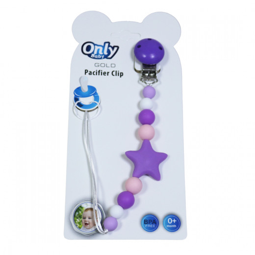 Only Baby Pacifier Clip, Star Shaped, Purple Color