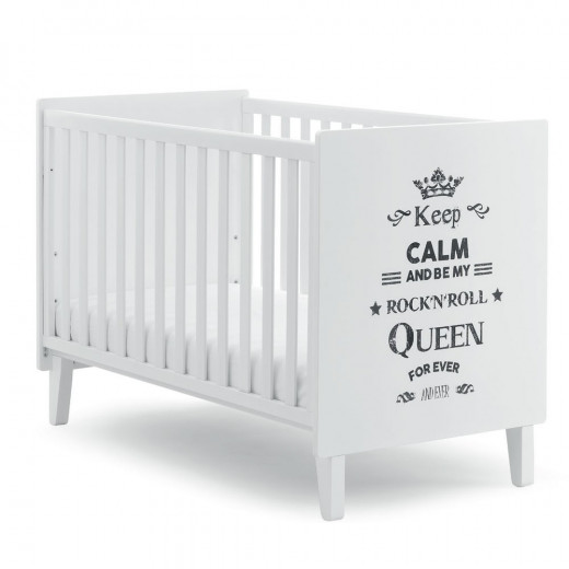 Italbaby Baby Bed Rockstar Queen Design, White Color