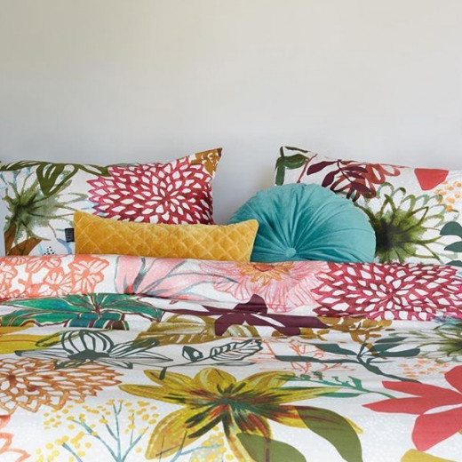 Bedding house fiori duvet cover set, multicolor, twin size, 2 pieces