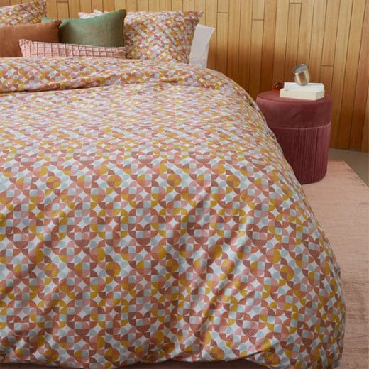 Bedding house retro grid duvet cover set, red color, queen size, 3 pieces
