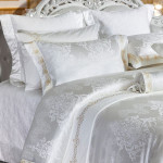 طقم سرير فاخر من الحرير والقطن, 12 قطع, باللون الأبيض, مقاس كبير من نوفا هوم