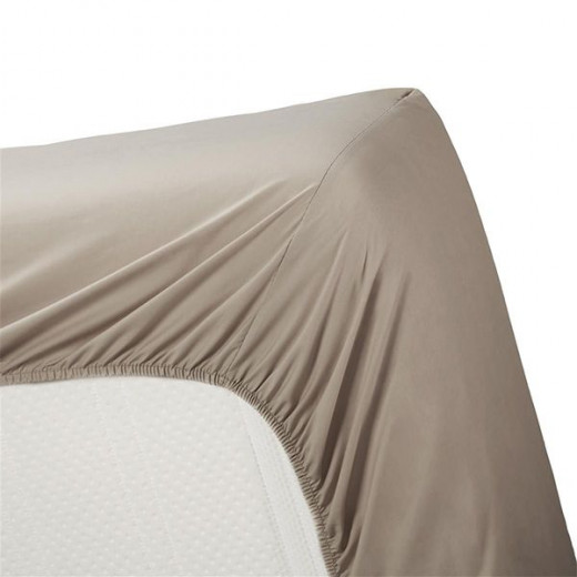 Bedding house fitted sheet set, cotton, taupe color, king size, 3 pieces