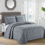 Nova home bed spread set, charlotte embroidered, grey color, king size
