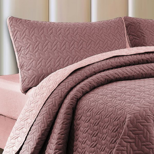 Nova home cross double face bedspread set, purple and lilac color, king size, 4 pieces