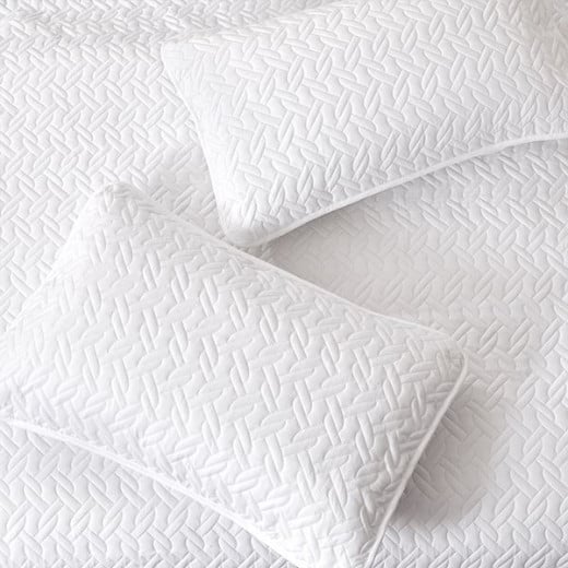 Nova home cross double face bedspread set, white color, king size, 4 pieces