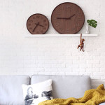 ساعة حائط خشبية, باللون البني, بالحجم الكبير من نكستايم