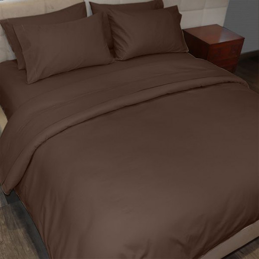 Fieldcrest plain duvet cover, cotton, dark brown color, twin size