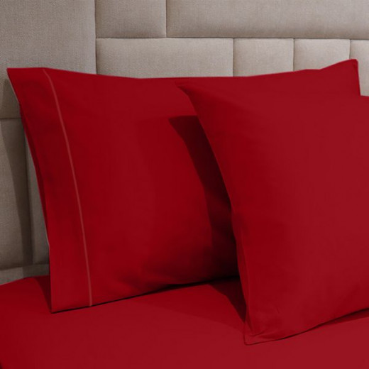 Fieldcrest plain fitted sheet set, cotton, red color, queen size, 3 pieces