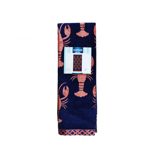 Cannon maine printed beach towel, cotton, navy blue color, 95*175 cm