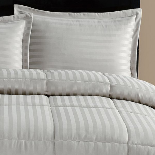 Nova Home UltraStripe Hotel Style Comforter Set, Grey Color, King Size, 6 Pieces