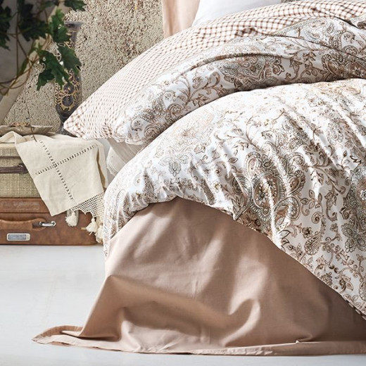 Nova home tamara printed comforter set, beige color, king size, 6 pieces