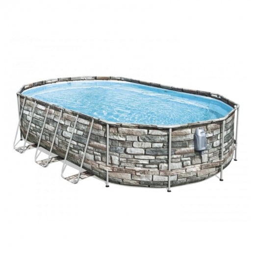 بيست واي - طقم بركة سباحة - تصميم بيضاوي - 6.10 × 3.66 × 1.22 سم