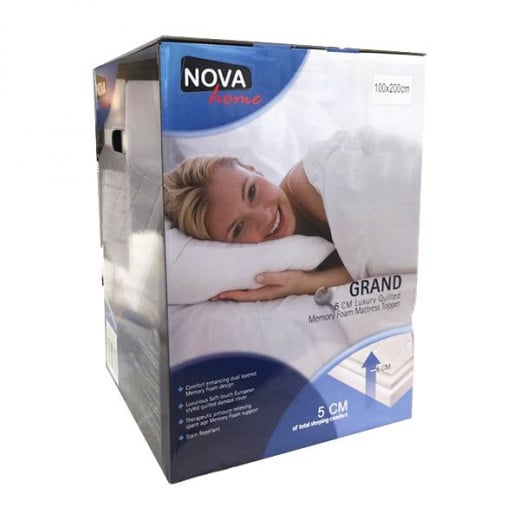 Nova Home Memory Foam Mattress Topper Diamond Stitch, White Color, 120*200 Cm