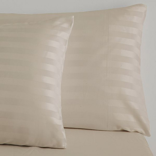 Nova home ultrastripe hotel style pillowcase set, beige color