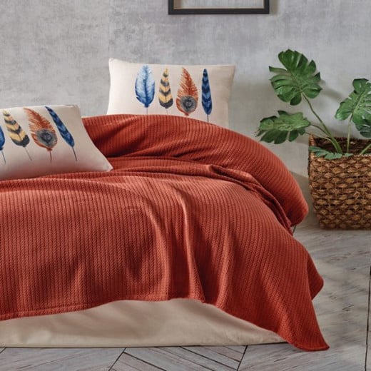 طفم كفر سرير بيكيه, قطن, باللون البرتقالي, حجم مفرد كبير, 3 قطع من نوفا هوم