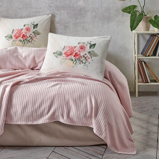 Nova Home Rosanna Pique Bedspread Set, Pink Color, Twin Size, 3 Pieces