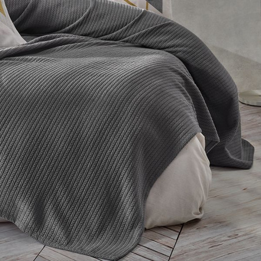 Nova Home Trigon Pique Bedspread Set, Dark Grey Color, Twin Size, 3 Pieces