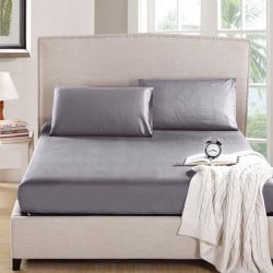Nova home microbasic fitted sheet set, king size, grey color