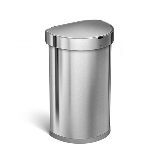 Simplehuman Sensor Trash Bin Semi Round, Stainless Steel, Brushed, 45 Liter