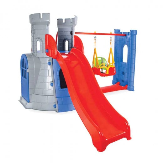 Pilsan Castle Swing And Slide With Tower, Grey Color, 234 x 400 x 168 Cm