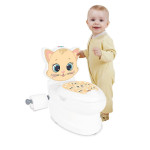 المرحاض التعليمي للأطفال, بشكل القطة, باللون البيج, 42*41*45 سم من بيلسان
