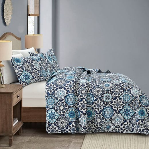 Nova Bed Spread 4 Pieces Set Brooke, Blue Color