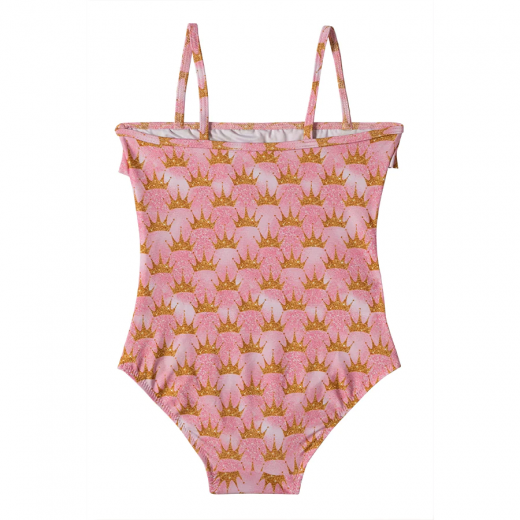 ملابس سباحة بناتي, باللون الزهري, بشكل التاج من سليب ستوب