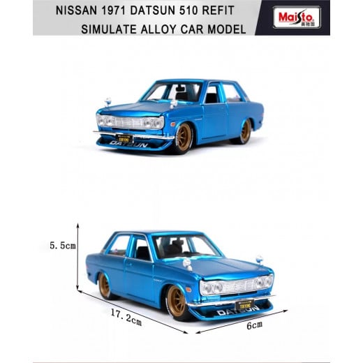 Maisto 1971 Datsun 510, Scale 1:24, Blue Color