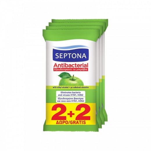 Septona Antibacterial Wipes With Apple Scent 2+2 Free