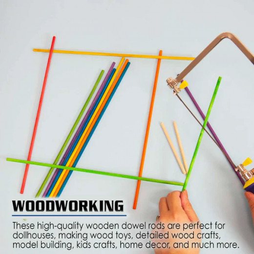 Bazic Wooden Dowel Round Multi Colored, 15 Sticks
