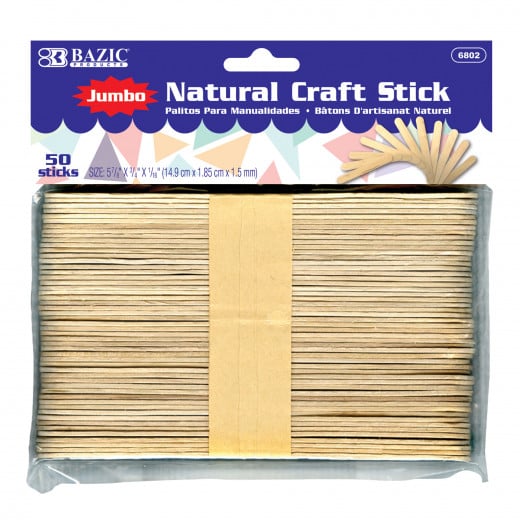 Bazic Jumbo Natural Craft Stick, 50 Sticks