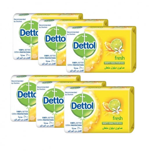 Dettol Fresh Anti-Bacterial Bathing Soap Bar, 70 Gram, 6 Pieces