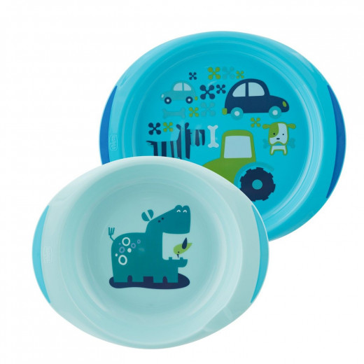 Chicco Dish Set For Boys, Light Blue Color ,+12 Months