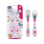 Chicco Metal Cutlery For Girls, +18 Months