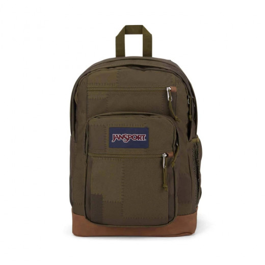 Jansport Cool Student Backpack, Tonal Patchwork Design, Dark Green Color