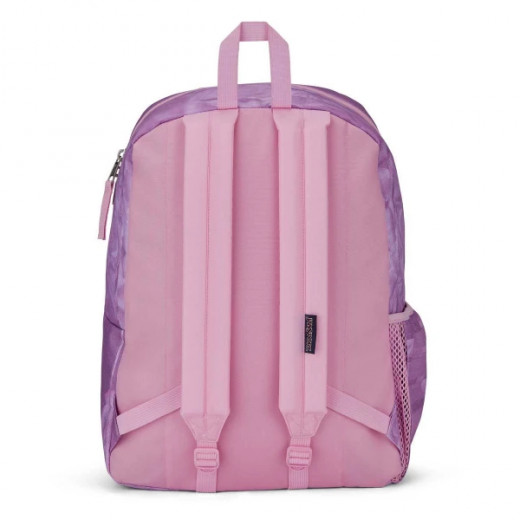Jansport Cross Town Backpack, Static Rose Design, Purple Color