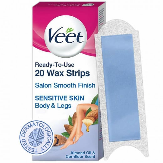 Veet Full Body Waxing Kit for Sensitive Skin, 20 Strips
