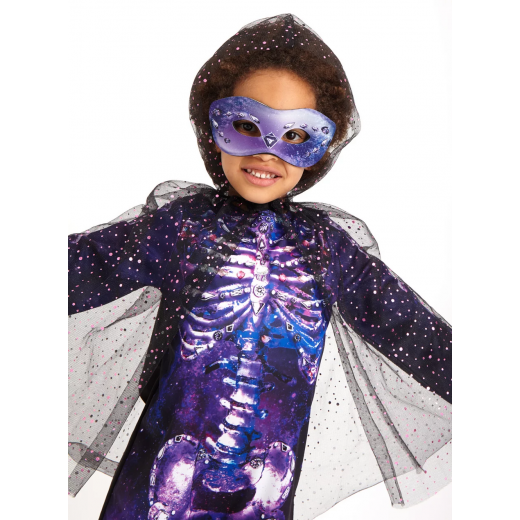 Hollowen Purple Skeleton Costume With Eyes Mask