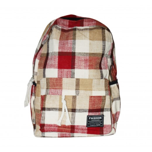 Amigo Fashion Instinct Backpack, Beige & Dark Red Color, 40 Cm