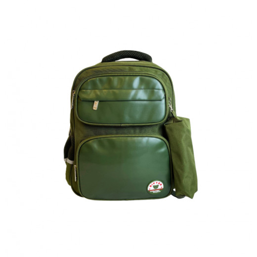 حقيبة مدرسية مع مقلمة، باللون الأخضر الغامق، 40 سم  من أميجو