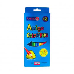 Amigo Color Peps Triangular Pencil + Free Sharpener, 12 Pieces