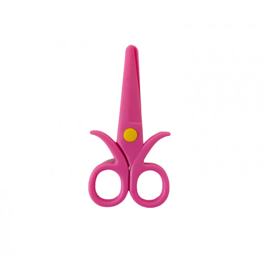 Plastic Scissors With Yellow Point, Pink Color