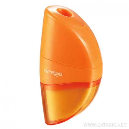 Keyroad Sharpener with Eraser 1 Hole 2 in 1, Orange Design, Orange Color