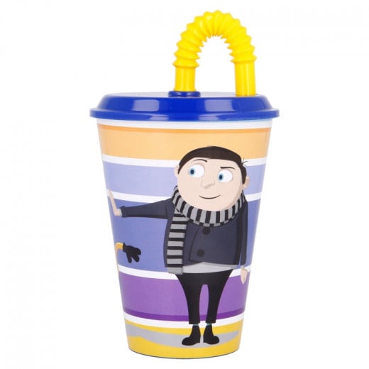 Cup With Tumbler Straw, Minions Design, 430 Ml