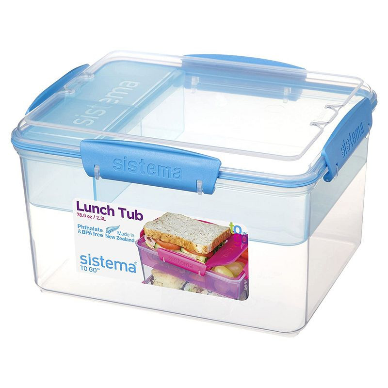 Sistema Lunch Tub With Four Compartments, Blue Color, 2.30 Liter ...